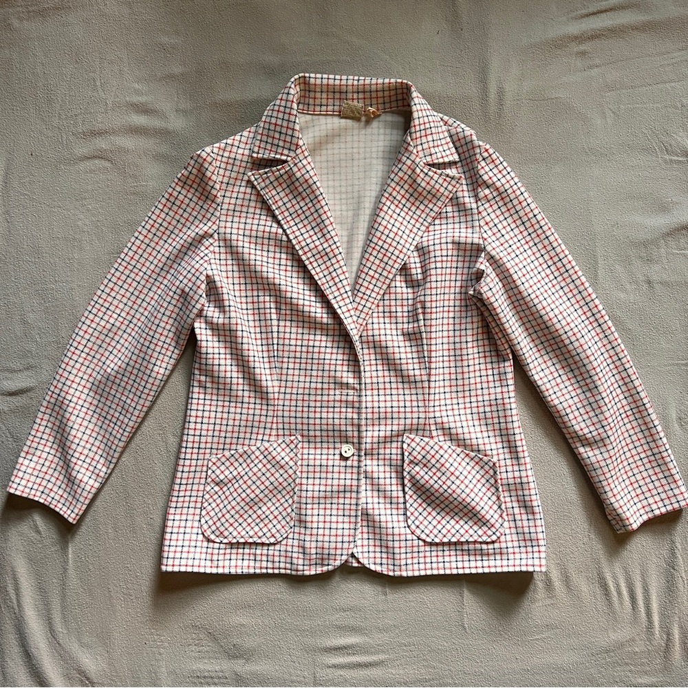Vintage 70’s Women's Checkered Polyester Blazer